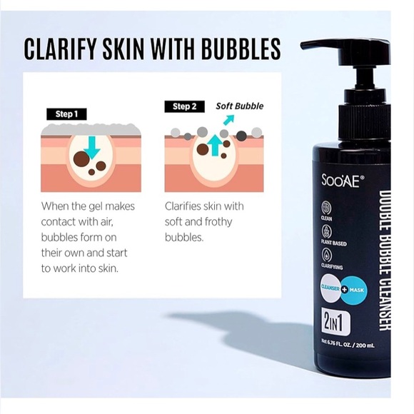 Soo'AE Black Charcoal 2 𝗶𝗻 1 Oxygen Double‎ Bubble Mask Cleanser face wash new - Picture 2 of 8